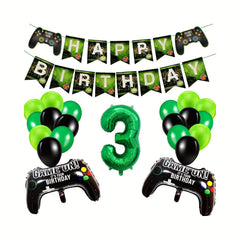 15 Yrs Old Gamepad Theme Bday Party Set Game Fan Decor Number Balloon Pull Flag