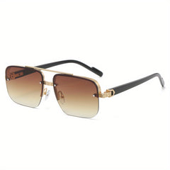 Half Frame Cut Edge Sunglasses Square Frame Sports Glasses Men's Glasses Case