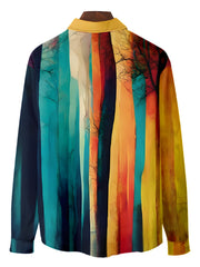 Stripe Print Men's Casual Button Up Long Sleeve Shirt