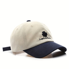 Lucky Clover Embroidery Baseball Cap Cotton Block Casual Dad Hats Packable