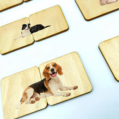 24pcs Wooden Dog Puzzle Animal Matching Cards Educational Game
