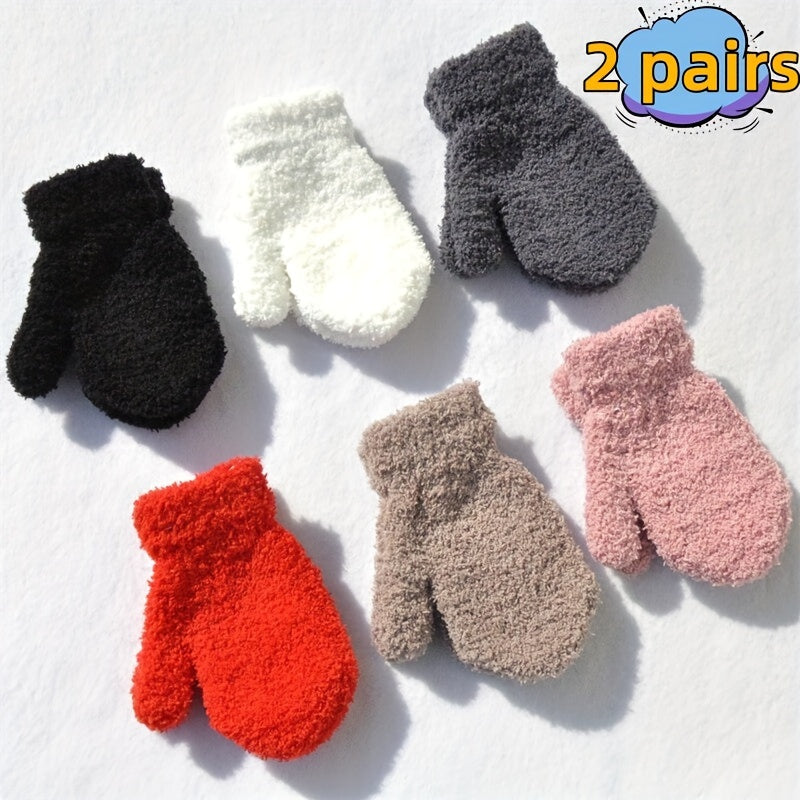 Warm Plush Baby Gloves Thick Winter Full Finger Gloves
