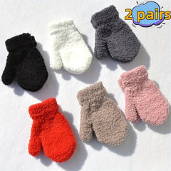 Warm Plush Baby Gloves Thick Winter Full Finger Gloves