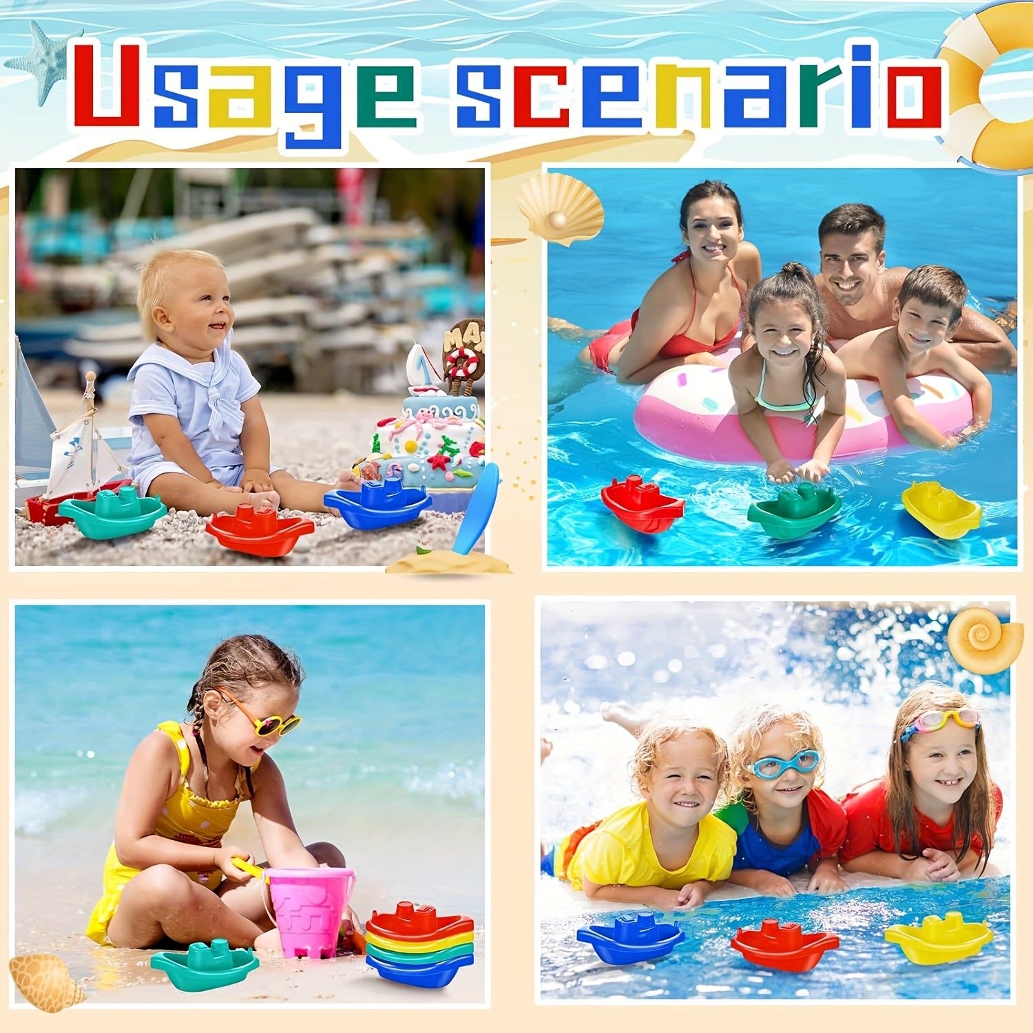Colorful Stacking Boat Bath Toy for Kids Water Play Learning Durable Material