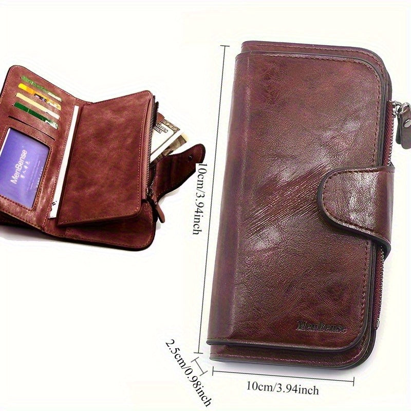 Classic Vintage Women'S Long Wallet Red with Zipper & Snap Closure
