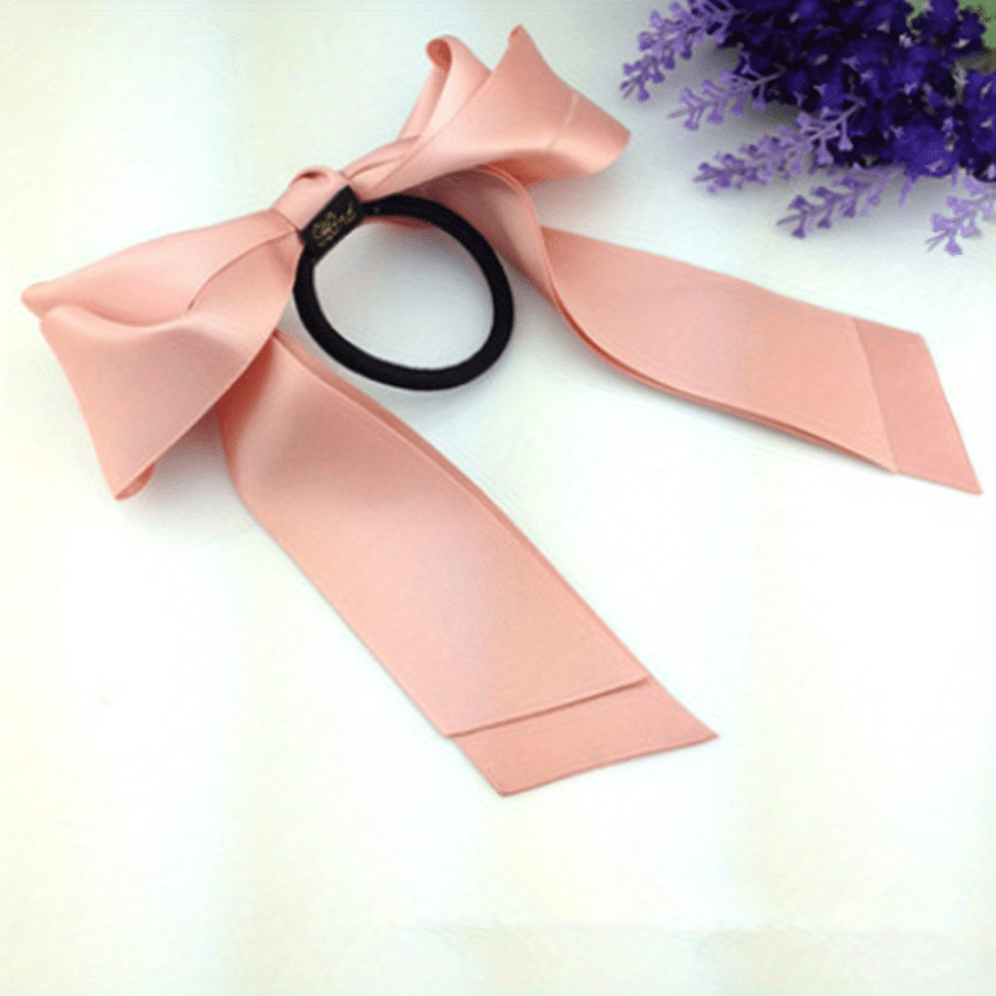 6pcs Satin Bow Knot Hair Tie Elastic Band Ponytail Holder Hair Accessories
