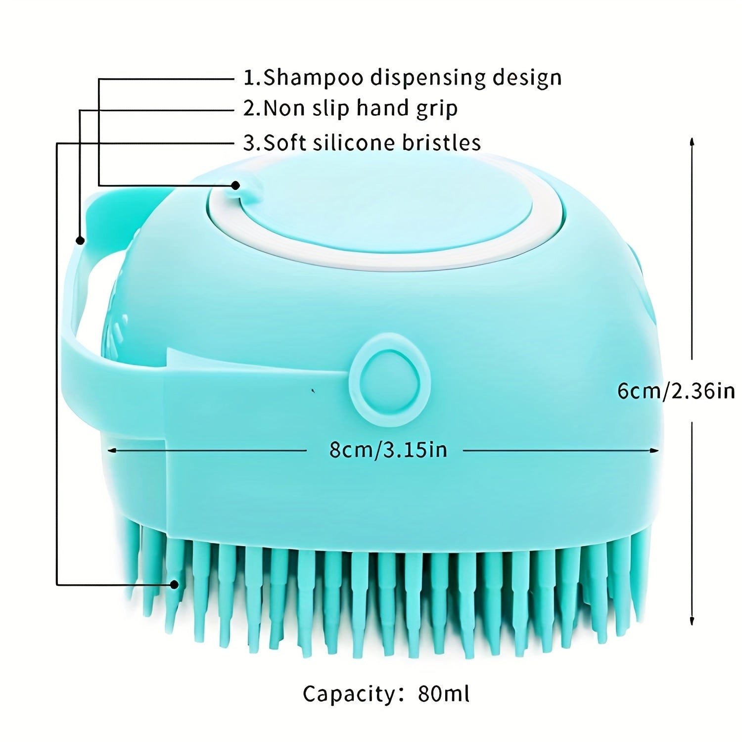 Silicone Pet Bath Brush with Shampoo Dispenser for Grooming