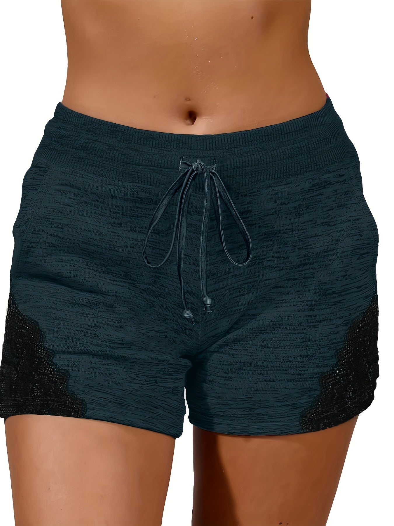 Lace Contrast Summer Loose Shorts Casual Pockets Beach Shorts