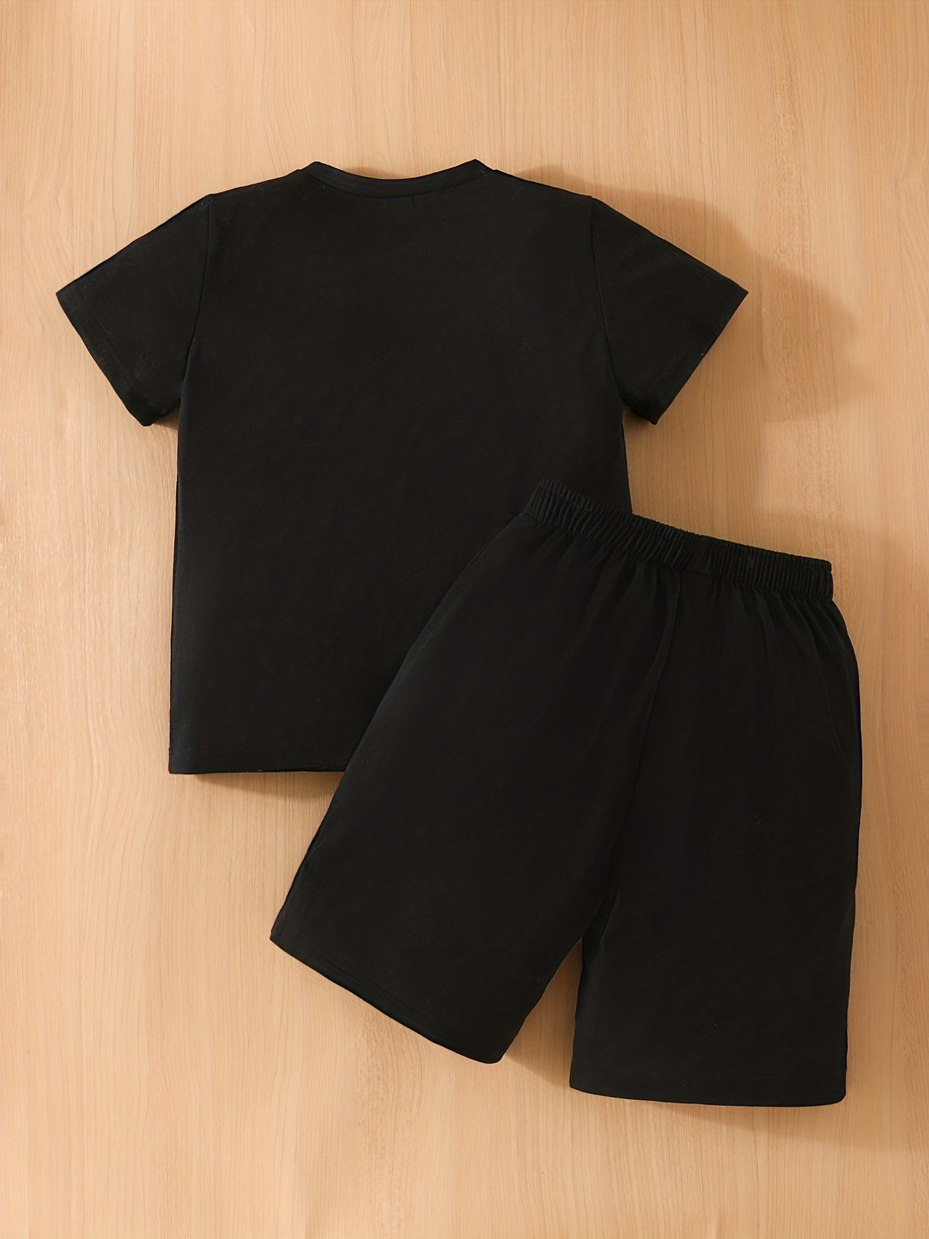 Boys LA Letter Graphic Print Tee&Shorts Set Summer Kids Clothing