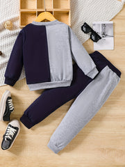Toddler Boys Block Pullover Sweatshirt Pants Set