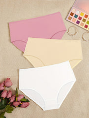 3 Pack Plus Size Panties Set Women's Solid Comfort Underwear