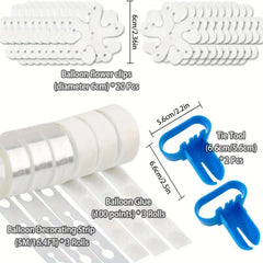 Balloon Wreath Kit 28pcs with Knotting Tool, Adhesive Stickers, Clips