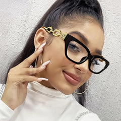 Y2K Vintage Cat Eye Glasses Frame Leopard Clear Lens Eyewear