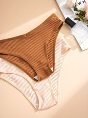 7pcs Ribbed Briefs Stretchy Intimates Panties Women's Lingerie