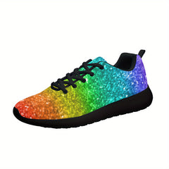 Men's Rainbow Lace-Up Sneakers Comfortable Walking Shoes
