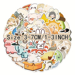 50pcs Cartoon Animal Series Stickers for Laptop Helmets DIY Decoration