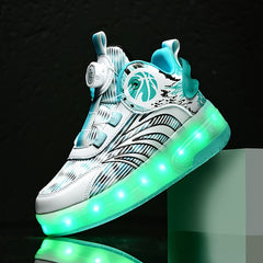 Boy's High Top Roller Skates LED Light Up Shoes