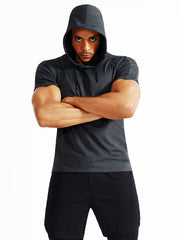 Men's Breathable Short Sleeve Hooded Sport Shirt