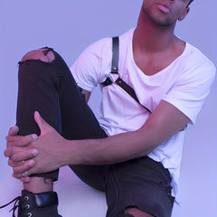 Men's PU Leather Shoulder Strap Body Belt for Daily Wear Party Costume