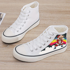 Christmas Puppy Plush Lined Canvas Sneakers
