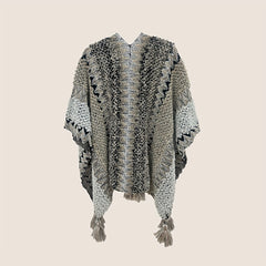Boho Tassel Knit Shawl Vintage Wrap Warm Cape Cardigan Windproof Cloak