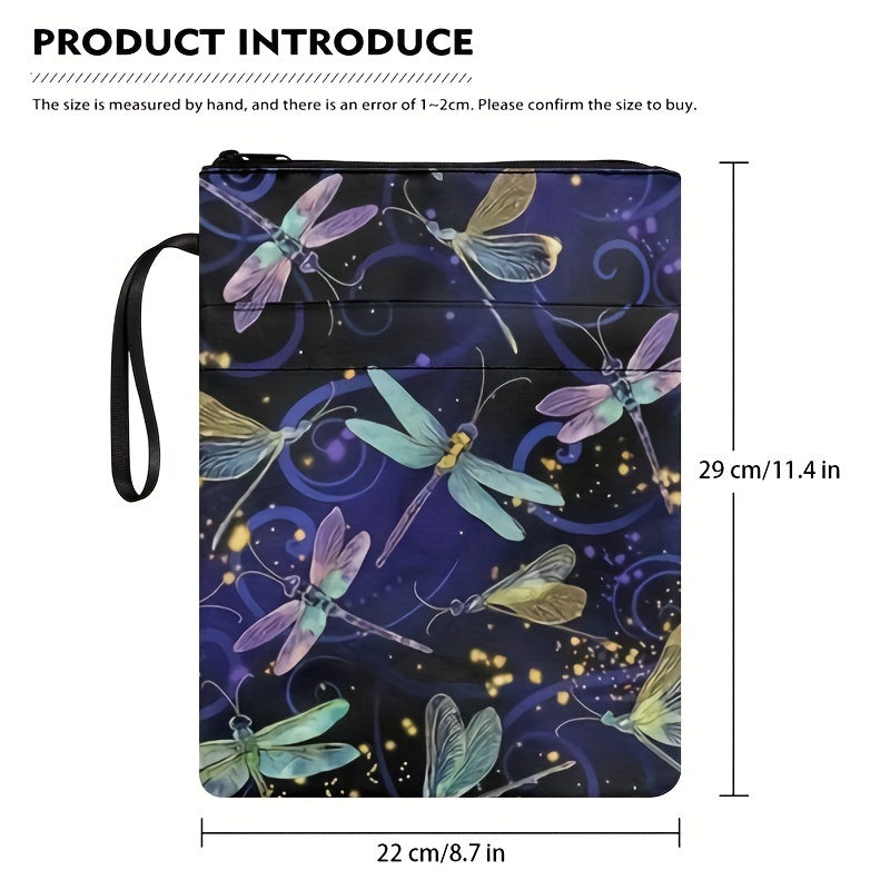 Dragonfly Pattern Book Bag with Zipper
