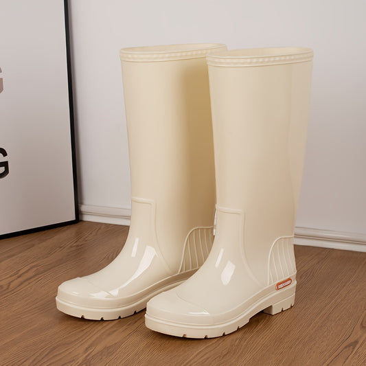 Women's Solid Rain Boots Waterproof Work Rubber Shoes