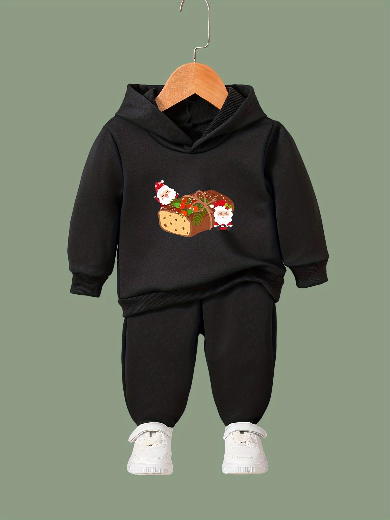 Girls 2pc Bread Pattern Hooded Sweatshirt & Sweatpants Set