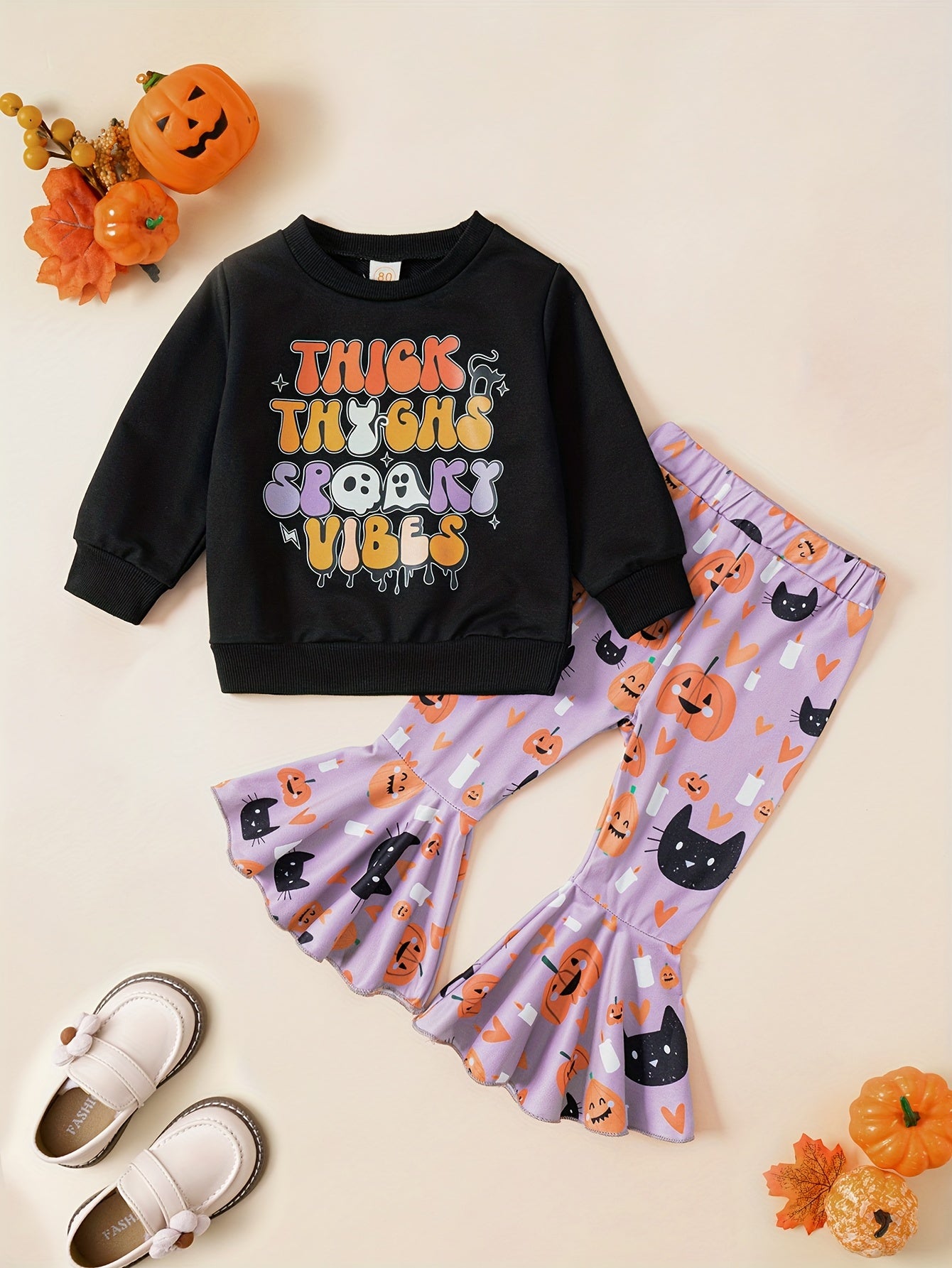 Toddler Girl's Halloween Style 2pcs Sweatshirt & Pants Set