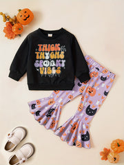 Toddler Girl's Halloween Style 2pcs Sweatshirt & Pants Set