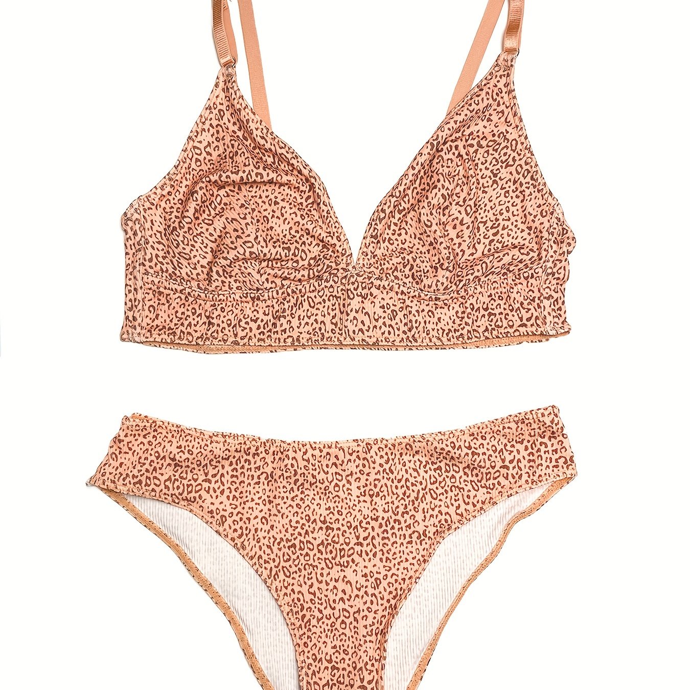 Leopard Print Wireless Bra & Bikini Panties Set