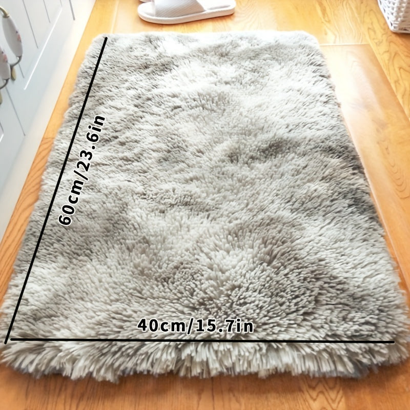 Long Plush Carpet Tie dye Light Gray for Bedroom Bedside Use