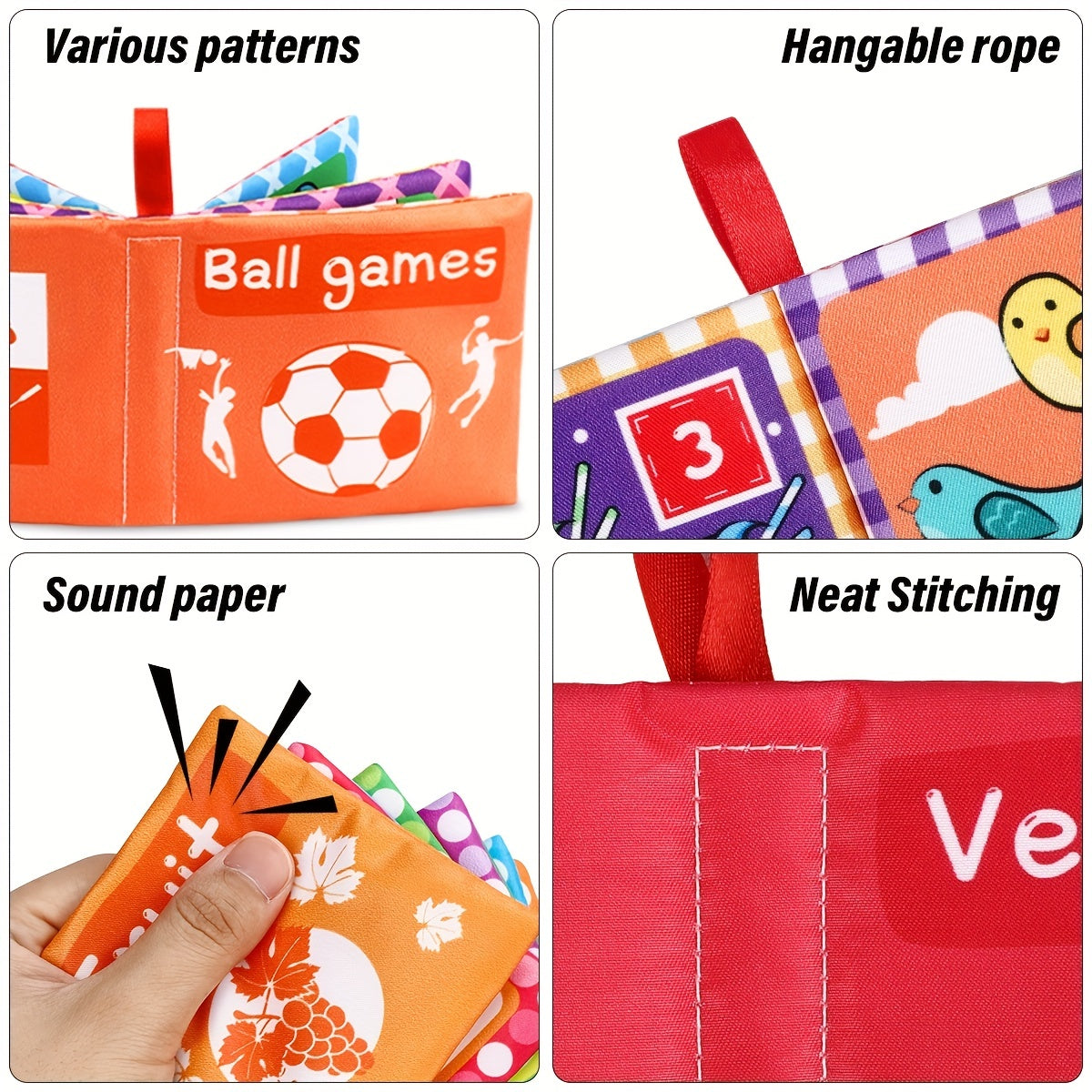 8pcs Baby Cloth Books Soft Touch Sensory Activity Book Animals Plants Musical