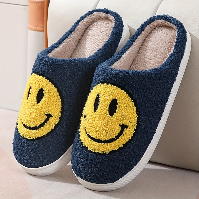 Cozy House Slippers Smiling Face Shoes Men Winter Shoes