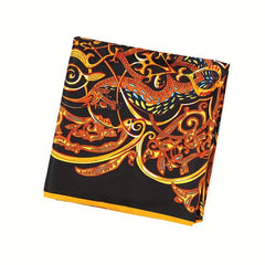 Boho Print Square Scarf Vintage Head Scarf Silk Bandana