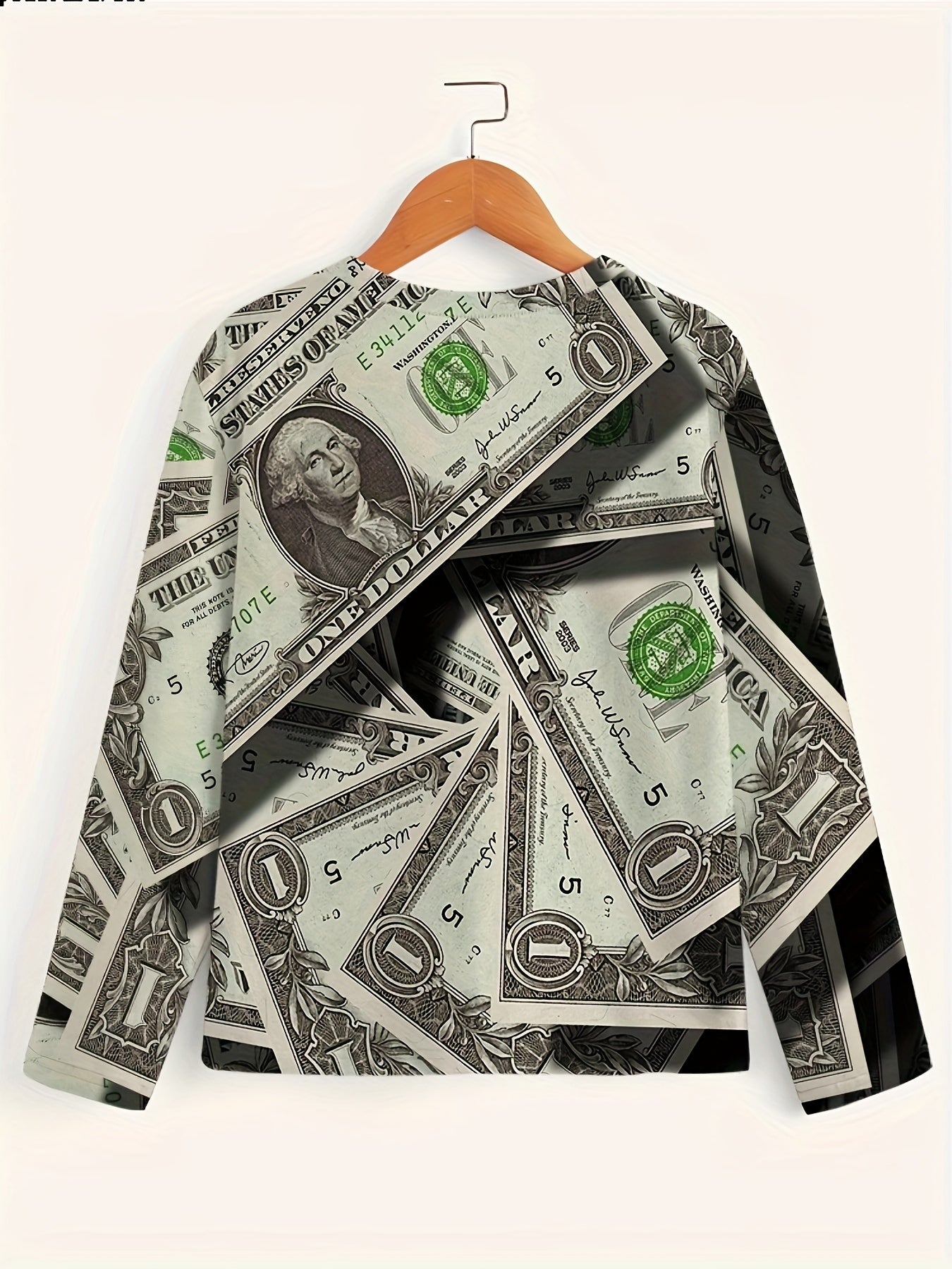 Dollar Print Men's Long Sleeve T-shirt for Autumn