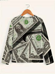Dollar Print Men's Long Sleeve T-shirt for Autumn