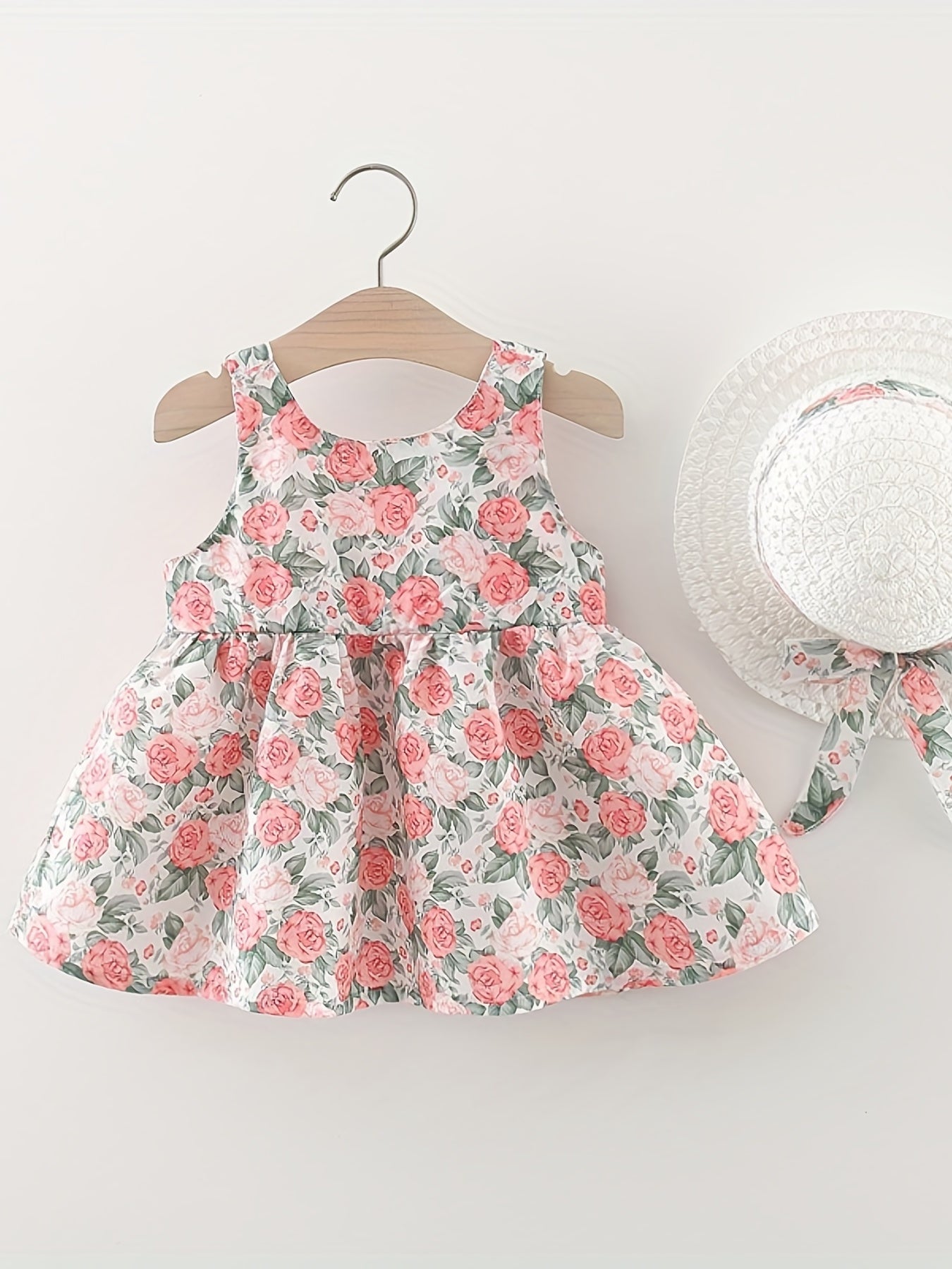 Baby Girls Floral Bowknot Sleeveless Dress Princess Dresses Soft Comfortable