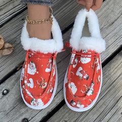 Women's Christmas Style Snow Boots with Santa Claus Reindeer Patterns