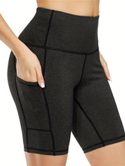 High Waist Yoga Sports Shorts With Pockets Activewear