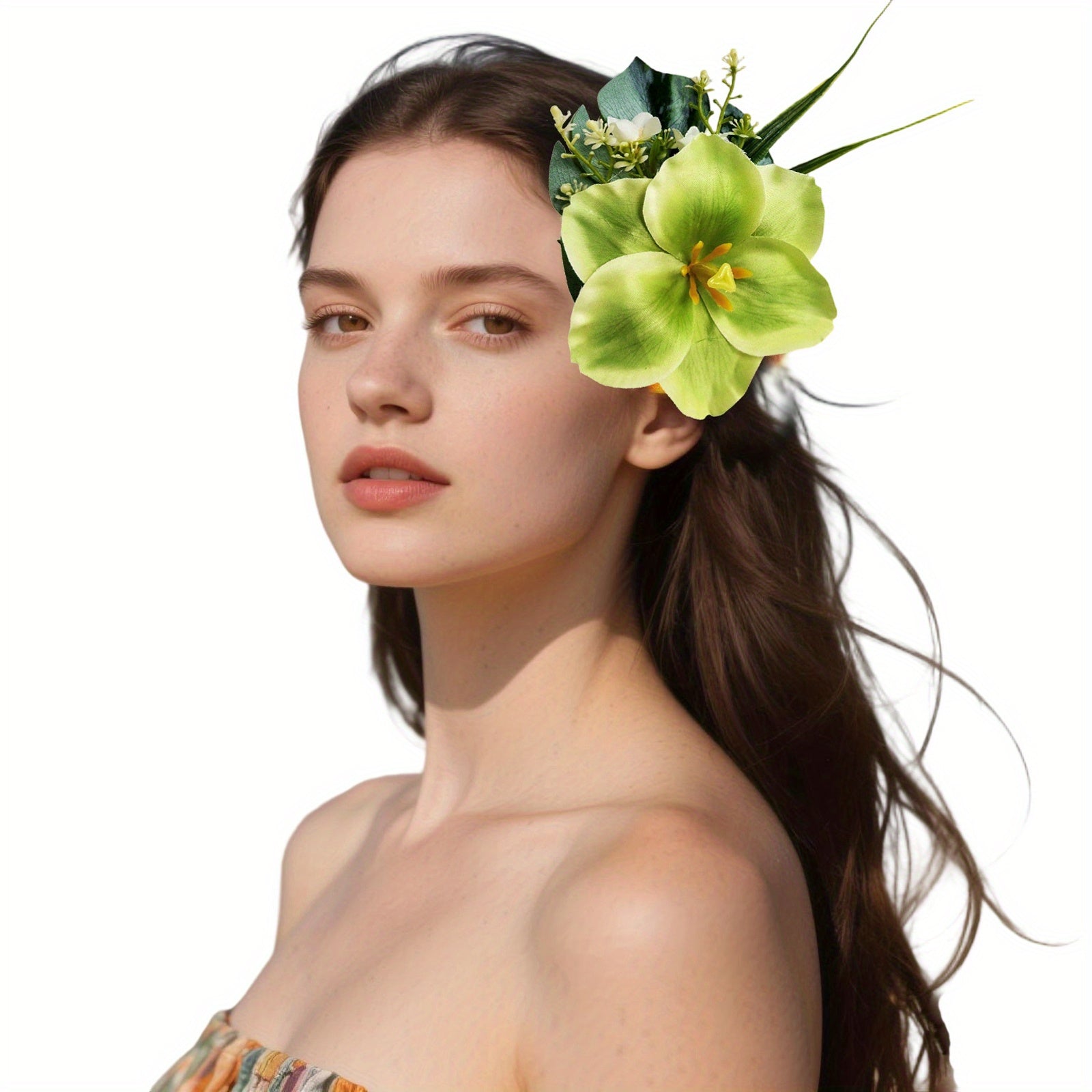 Hawaiian Flower Hair Clip Tropical Floral Barrettes Red Orange Yellow Green