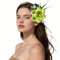 Hawaiian Flower Hair Clip Tropical Floral Barrettes Red Orange Yellow Green
