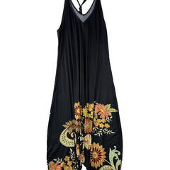 Floral Print V Neck Harem Jumpsuit for Women