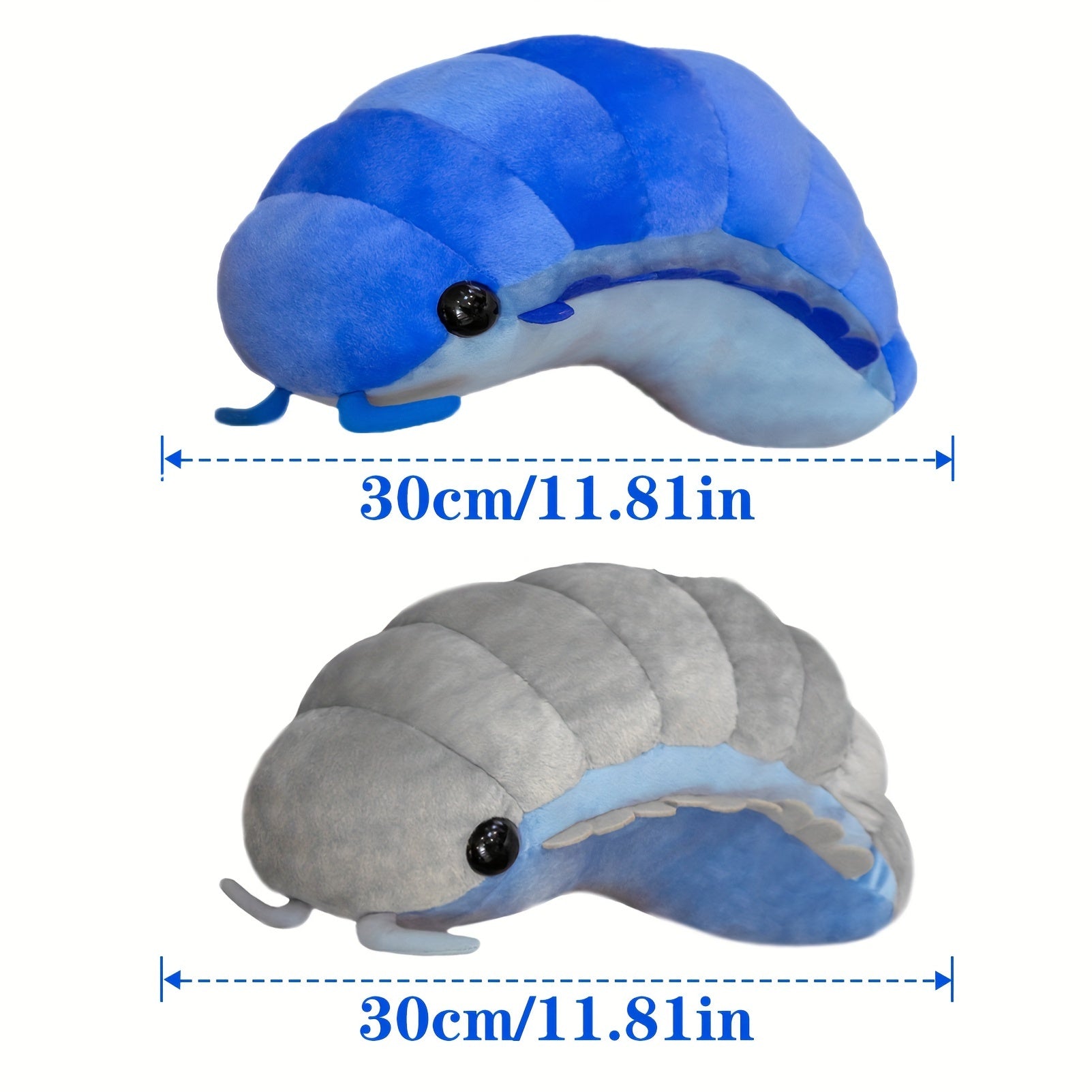 11in Pill Bug Plush Toy Soft Isopod Animal Pillow Grey Insect Doll
