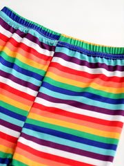4 Pack Girls Striped Floral Leggings Stretch Sport Pants