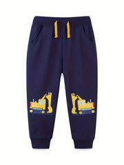 Boys Cartoon Construction Car Jogger Pants