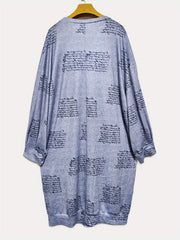 Casual Dress Women's Plus Letter Print Lantern Sleeve