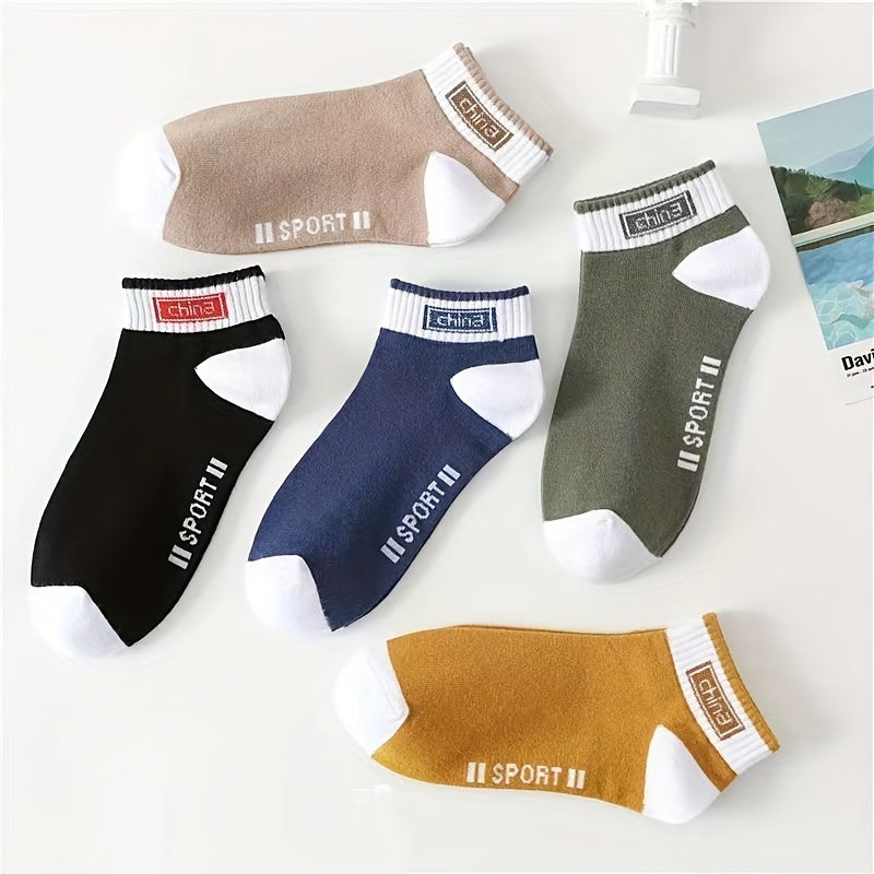 Men's Block Crew Socks Breathable Comfy Casual Unisex Socks All Seasons