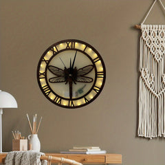Wooden Carved Craft Nursery Night Light Clock
