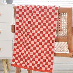 Checkerboard Pattern Cotton Hand Towel Soft Skin-friendly Face Towel